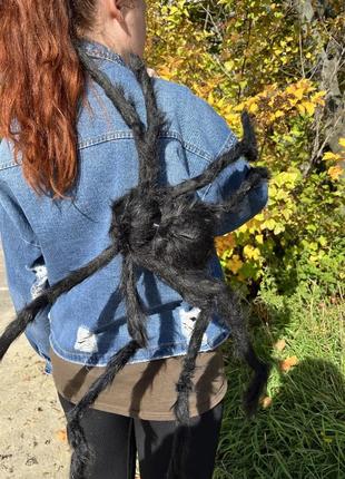 Паук меховой 60 см, хэллоуин, декор, паутина, пауки,