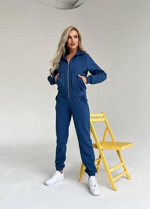 Костюм на флисе синий спортивный