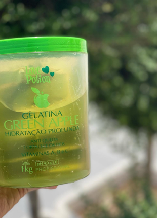 Коллаген для волос love potion gelatina green apple 1000 мл2 фото