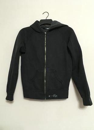 Черная теплая кофта на замке, черная кофта укорочена