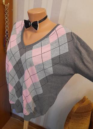 Бавовняний пуловер джемпер светрик хлопковый джемпер пуловер в клетку в винтажном стиле4 фото
