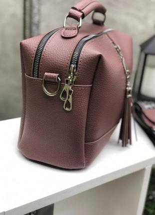Шикарна стильна якісна ефектна сумочка з двома ремінцями виробництво україна  марсала6 фото
