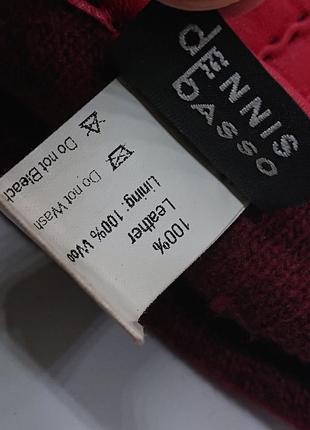 Женские красные кожаные перчатки dennis basso с шерстяной подкладкой4 фото