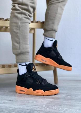 Чоловічі кросівки nike air jordan retro 4 black orange / smb