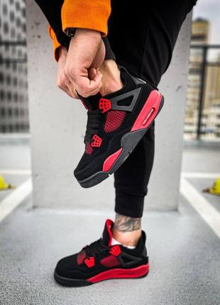 Жіночі кросівки nike air jordan retro 4 black red / smb