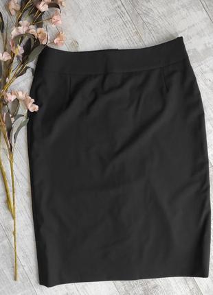 Классическая юбка карандаш от hugo boss черная тонкая шерсть1 фото