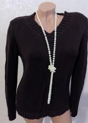 Свитер вязаный теплый коричневый фирменный e.b.company размер 46-48