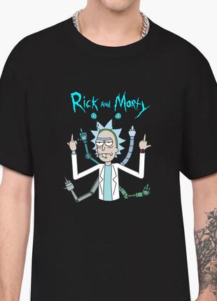 Футболка мужская рик санчез рик и морти (rick sanchez rick and morty) черный (9223-2948-bk-l) l