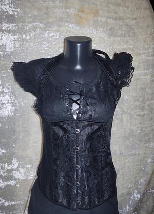 Крутий жакардовий корсет-жилет під груди стімпанк готика