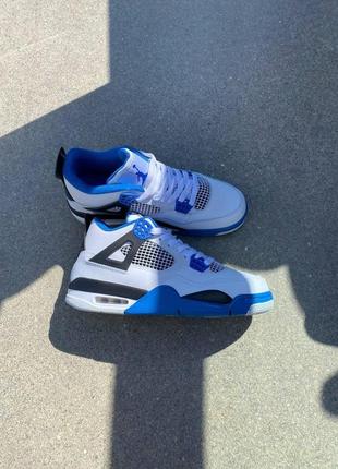 Чоловічі кросівки nike air jordan retro 4 white blue / smb