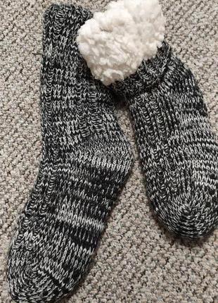 Шкарпетки теплі c&a  чорно-білі1 фото