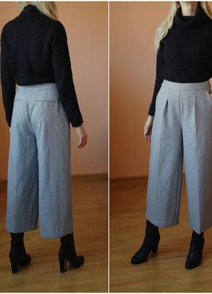 Мегакрутые кюлоты с высокой посадкой, принт гусиная лапка