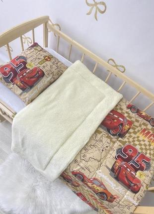 Теплое одеяло на овчине в детскую кровать + подушка + декоративная подушка в подарок!
