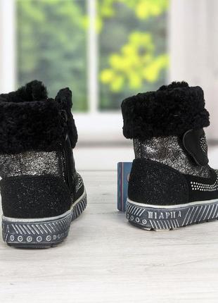 Ботинки детские зимние для девочки черные со стразами bbt6 фото
