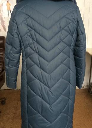 Пальто зима размеры 48-60 (!) с кроликом серо-синее5 фото
