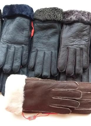 Натуральные кожаные перчатки на натуральной овчине корея люкс кожа и натуральный мех