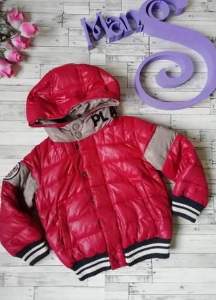Детская куртка benetton для мальчика еврозима красная стеганая размер 98
