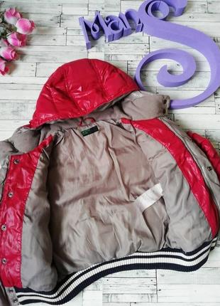 Детская куртка benetton для мальчика еврозима красная стеганая размер 985 фото
