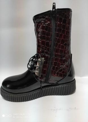 Распродажа !!! тiflani кожаные зимние сапоги ботинки для девочки на овчине3 фото