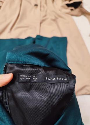 Zara зара платье изумрудное бутылочное зелёное прямое трапеция с воротником5 фото