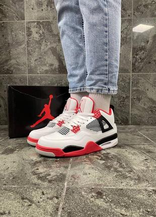 Мужские высокие кожаные кроссовки nike air jordan retro 4 #найк