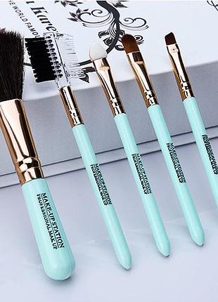 Кисти для макияжа lameila 5 шт/набор. голубой