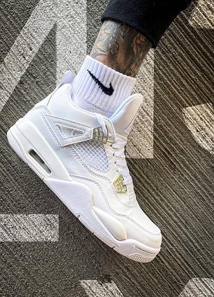 Мужские высокие кожаные кроссовки nike air jordan 4 retro "pure money" #найк