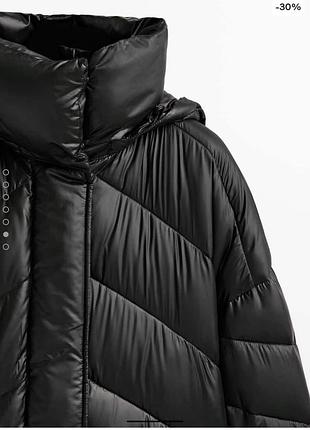 Куртка пуховик пуффер с капюшоном стёганая massimo dutti оригинал4 фото