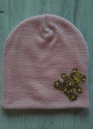 Розпродаж!красива,яскрава,затишна ангоровая шапочка для дівчинки на флісі,50-545 фото