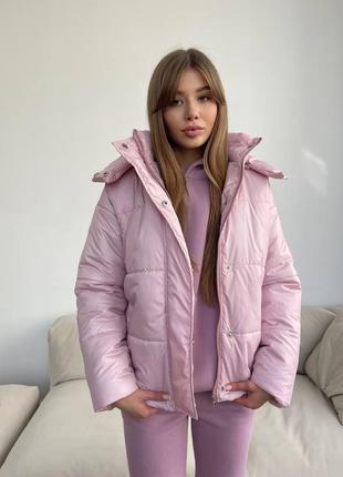 Куртка осень зима,  фото реал,  пудра розовая, силикон 200