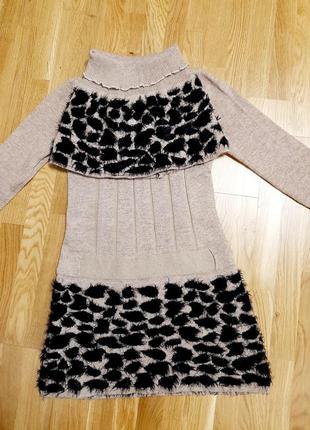 Вязаное теплое платье с хомутком3 фото