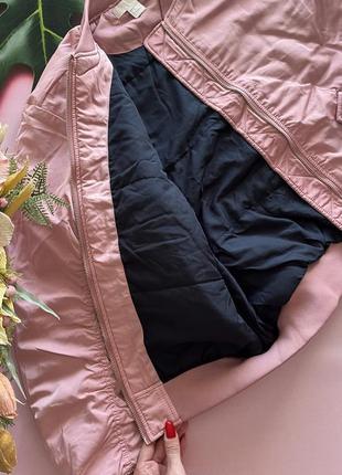 👛розовый тёплый бомбер/нежно розовый бомбер весна-осень/розовая куртка на замочке с карманами👛5 фото