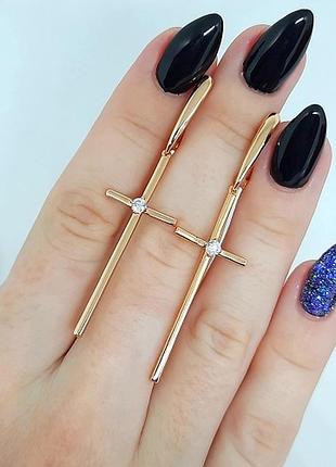 Сережки позолочені, серьги, хрестики, позолота