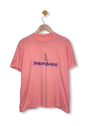 Винтажная футболка бутлег yves saint laurent bootleg ysl spellout logo винтаж 90х з вышитым логотипом унисекс m