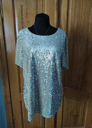 Блуза батал коктейльная праздничная пайетка