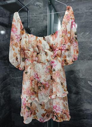Платье бюстье цветочный принт2 фото