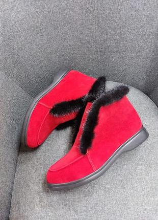 Ботинки лоферы женские деми зима натуральная кожа замша2 фото