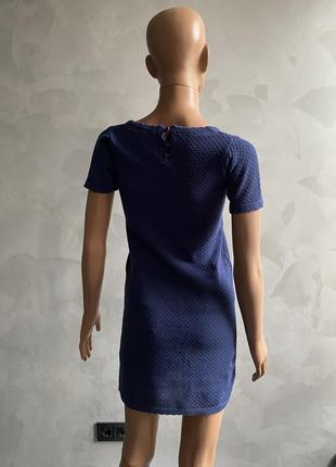Синє бавовняне плетене плаття3 фото