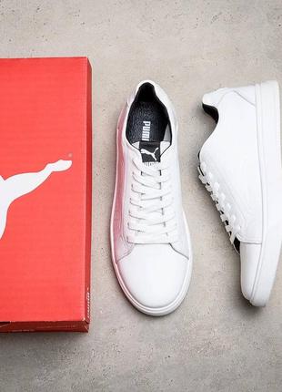 Мужские кожаные кроссовки puma white6 фото