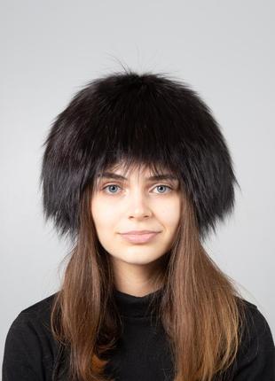 Зимняя меховая шапка парик из меха чернобурки