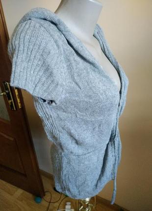 Теплая шерстяная кофта свитер кардиган с капюшоном m!4 фото