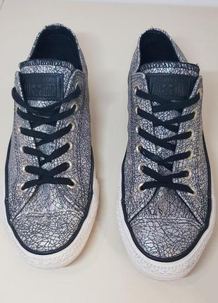 Жіночі сріблясто-сірі шкіряні кросівки converse all star cracked leather 38 розмір кеди оригінал2 фото