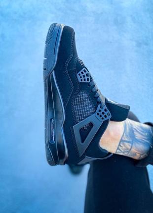 Мужские высокие кожаные кроссовки nike air jordan 4 retro black cat#найк5 фото