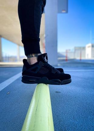 Мужские высокие кожаные кроссовки nike air jordan 4 retro black cat#найк3 фото