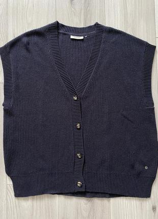 Жилетка безрукавка синя в‘язана на ґудзиках жилет актуальний кофта светр