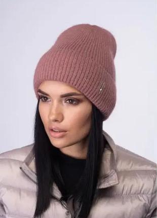 Шапка самбука  зимова з ангори на флісі