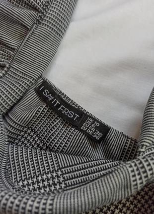 Серый клетчатый сарафан комбинация с рюшами на бретелях/с воланами/с оборками