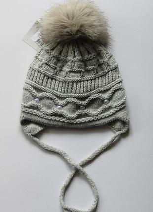Дитяча шапка "сінді" сіра (44-48, підкладка фліс)