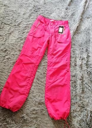 Утеплені штани болоневые плащівка на велюрі яскраво рожевого кольору фуксія утеплённые instasport