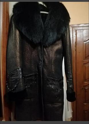Дубленка натуральна  з опушкою песец